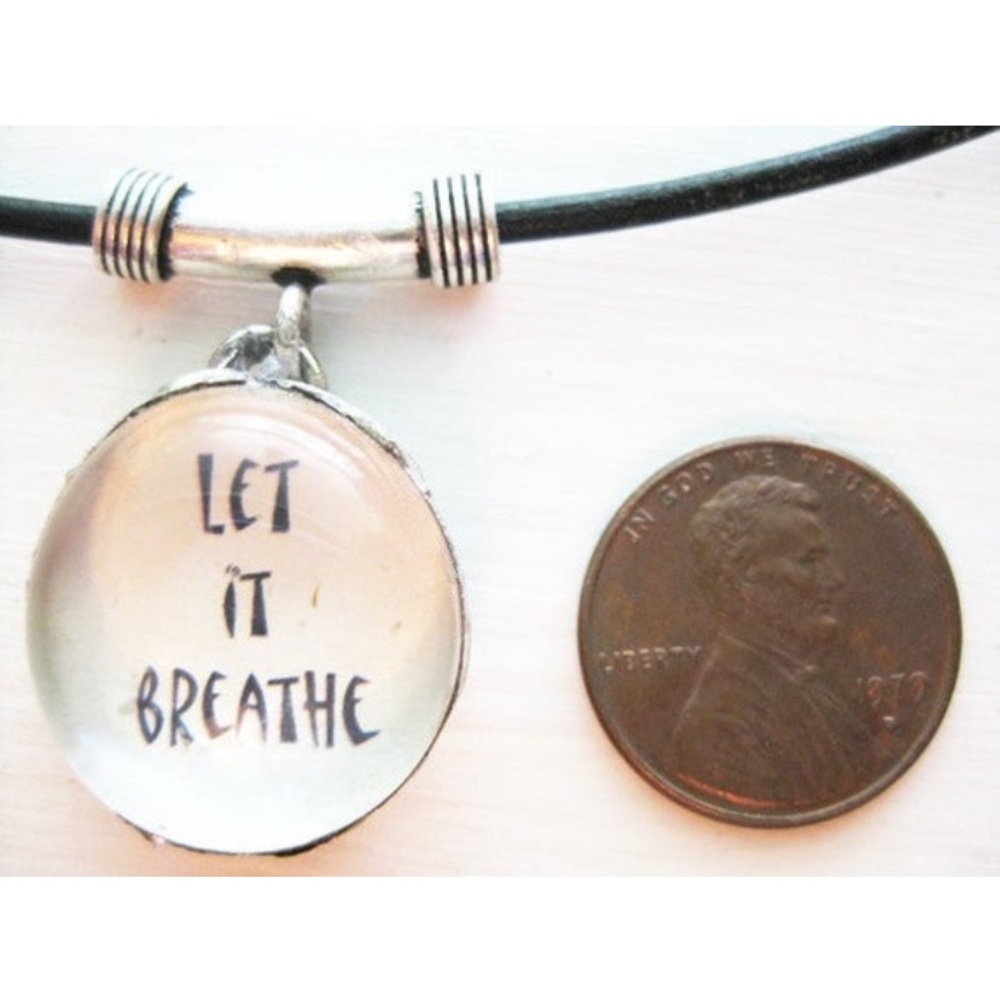 Let it Breathe silver and Greek cord necklace - Picture 2 of 3